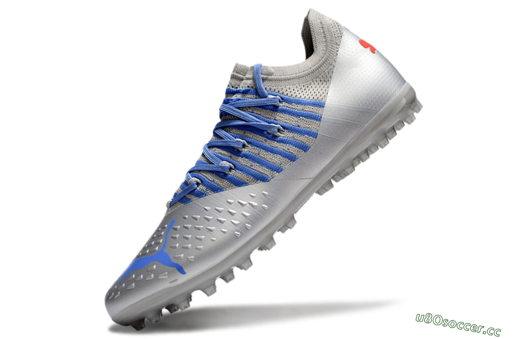 Men's Puma Future Ultimate MG Multi Ground Low-Tops Football Boots - Silver/Blue/Red 5
