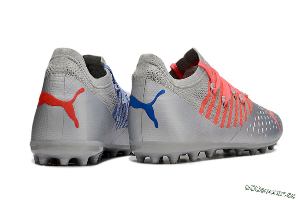 Men's Puma Future Ultimate MG Multi Ground Low-Tops Football Boots - Silver/Blue/Red 7