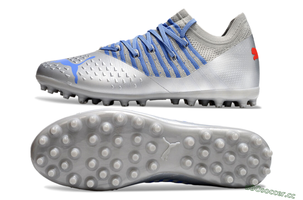 Men's Puma Future Ultimate MG Multi Ground Low-Tops Football Boots - Silver/Blue/Red 1