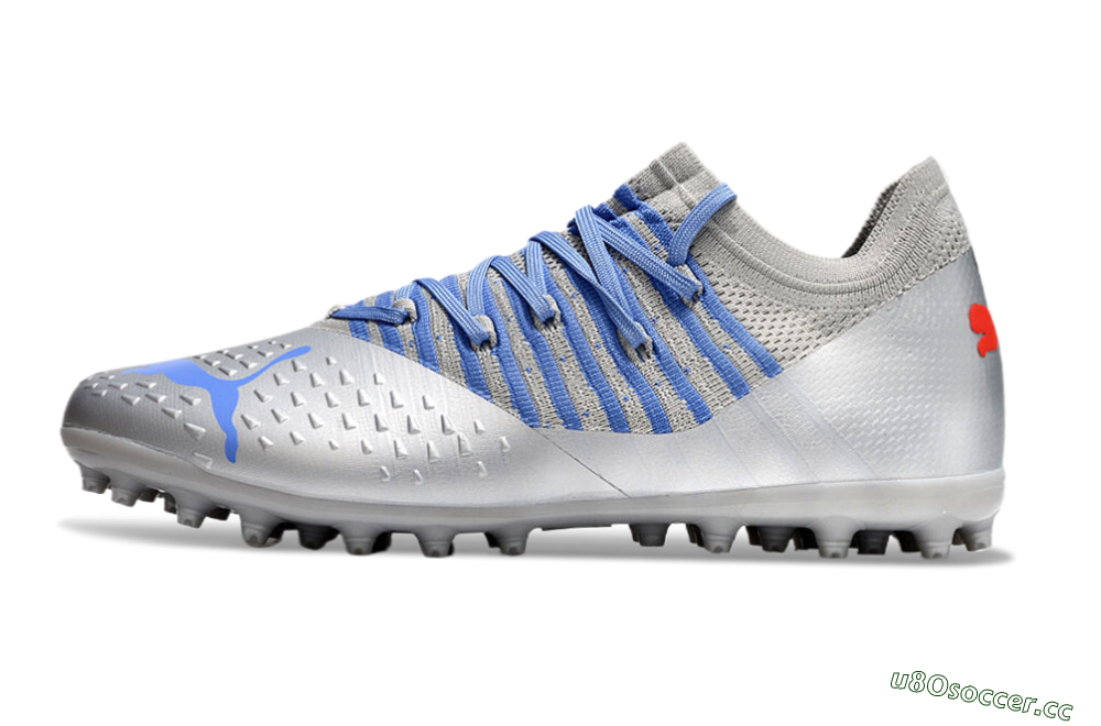 Men's Puma Future Ultimate MG Multi Ground Low-Tops Football Boots - Silver/Blue/Red 0