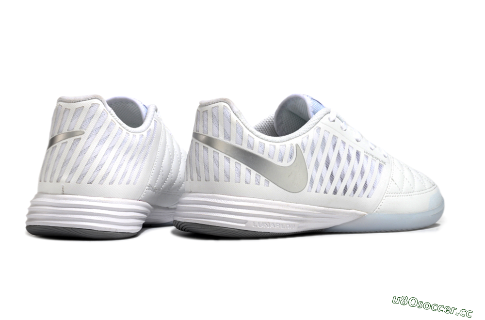 Men's Nike Lunar Gato 2 IC Indoor & Futsal Low-Tops Football Shoes - White/Silver 6