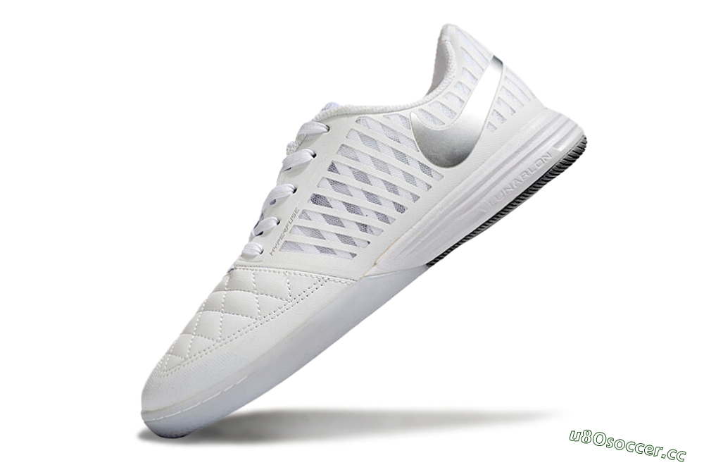 Men's Nike Lunar Gato 2 IC Indoor & Futsal Low-Tops Football Shoes - White/Silver 5