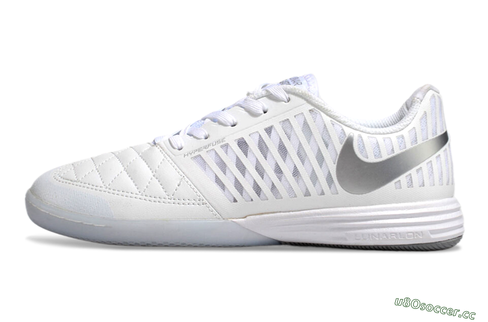 Men's Nike Lunar Gato 2 IC Indoor & Futsal Low-Tops Football Shoes - White/Silver 0