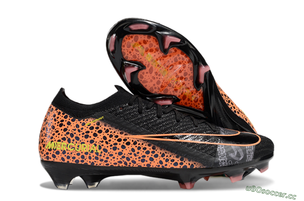 Unisex Nike Air Zoom Mercurial Vapor 16 Elite FG Firm Ground Low-Tops Football Boots - Black/Yellow/Leopard 2