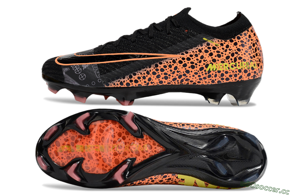 Unisex Nike Air Zoom Mercurial Vapor 16 Elite FG Firm Ground Low-Tops Football Boots - Black/Yellow/Leopard 1