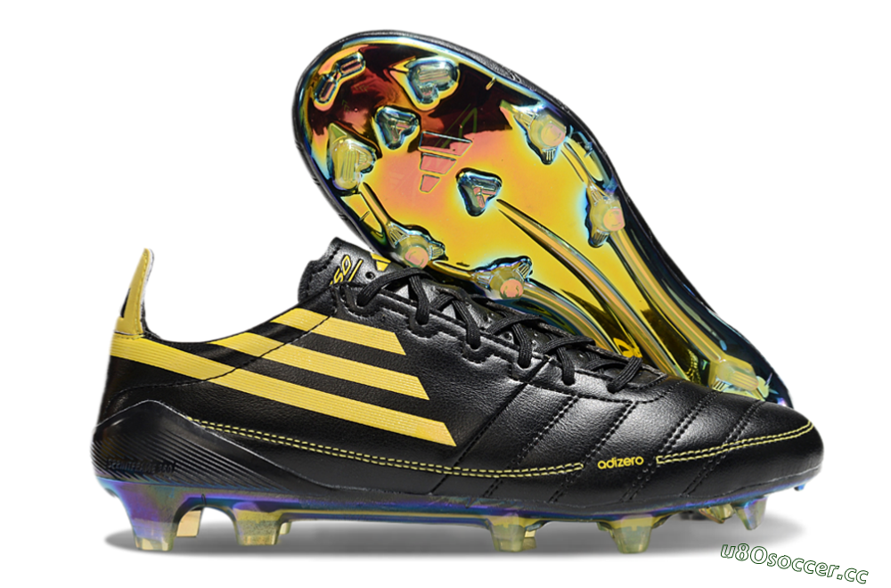Men's Adidas F50 Adizero Elite FG Firm Ground Low-Tops Football Boots - Black/Yellow/Gold 2