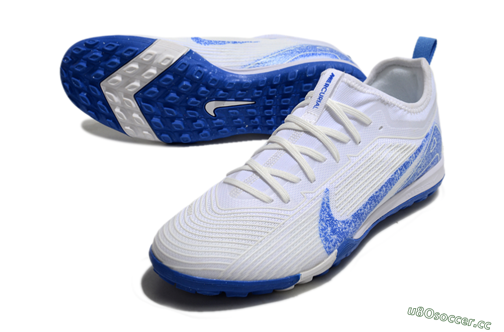 Unisex Nike Air Zoom Mercurial Vapor 16 Pro TF Artificial Turf Low-Tops Football Shoes - White/Blue 3