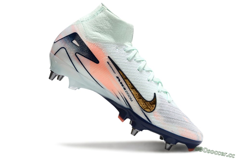 Men's Nike Air Zoom Mercurial Superfly 10 Elite SG Soft Ground High-Tops Football Boots - Jade/Gold/Red 4