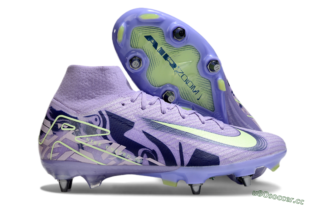 Men's Nike Air Zoom Mercurial Superfly 10 Elite SG Soft Ground High-Tops Football Boots - Purple/Yellow/Blue 2