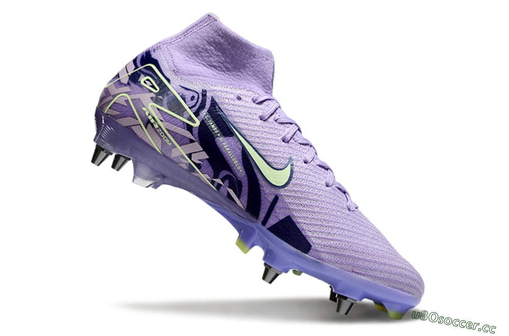 Men's Nike Air Zoom Mercurial Superfly 10 Elite SG Soft Ground High-Tops Football Boots - Purple/Yellow/Blue 4