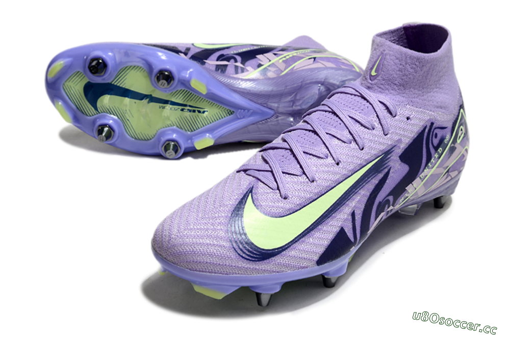 Men's Nike Air Zoom Mercurial Superfly 10 Elite SG Soft Ground High-Tops Football Boots - Purple/Yellow/Blue 3