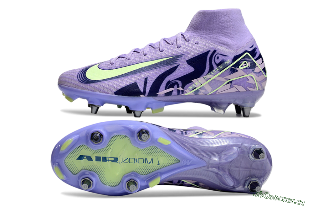 Men's Nike Air Zoom Mercurial Superfly 10 Elite SG Soft Ground High-Tops Football Boots - Purple/Yellow/Blue 1