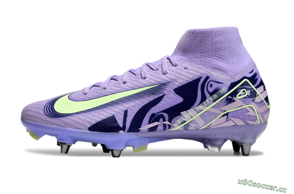 Men's Nike Air Zoom Mercurial Superfly 10 Elite SG Soft Ground High-Tops Football Boots - Purple/Yellow/Blue 0