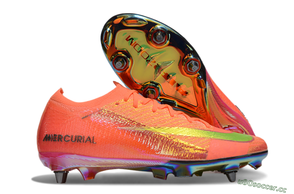 Men's Nike Air Zoom Mercurial Vapor 16 Elite SG Soft Ground Low-Tops Football Boots - Red/Yellow/Gold 2