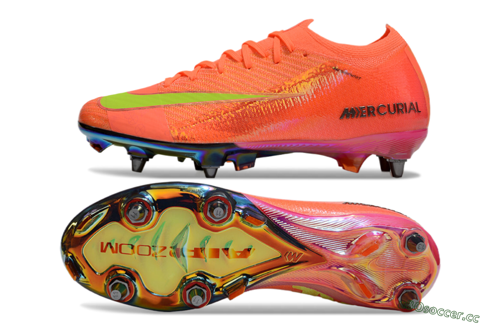 Men's Nike Air Zoom Mercurial Vapor 16 Elite SG Soft Ground Low-Tops Football Boots - Red/Yellow/Gold 1
