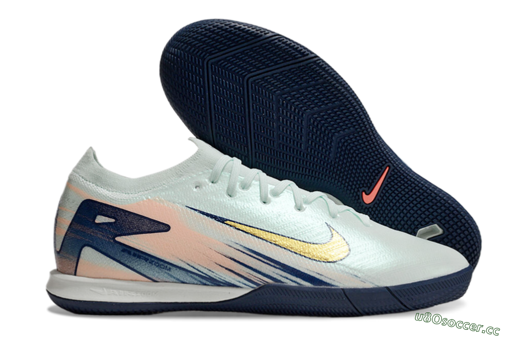 Men's Nike Air Zoom Mercurial Vapor 16 Elite IC Indoor & Futsal Low-Tops Football Shoes - Jade/Gold/Blue 2