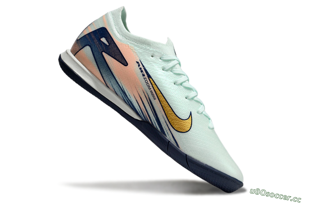 Men's Nike Air Zoom Mercurial Vapor 16 Elite IC Indoor & Futsal Low-Tops Football Shoes - Jade/Gold/Blue 4