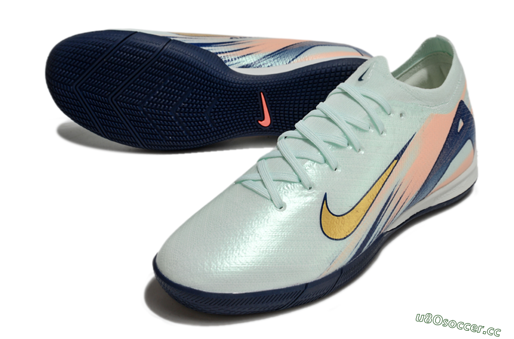 Men's Nike Air Zoom Mercurial Vapor 16 Elite IC Indoor & Futsal Low-Tops Football Shoes - Jade/Gold/Blue 3