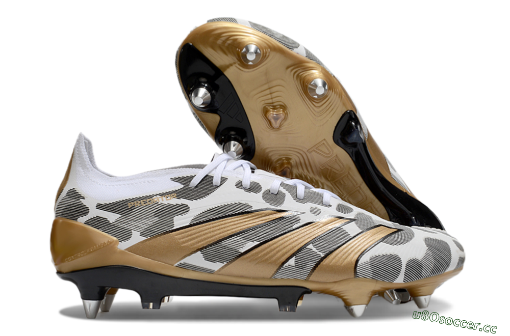 Men's Adidas Predator Elite 25 SG Soft Ground Low-Tops Football Boots - White/Black/Gold 2