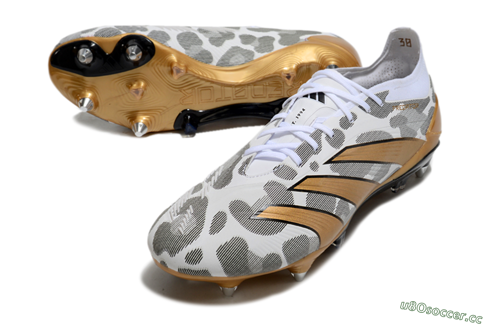 Men's Adidas Predator Elite 25 SG Soft Ground Low-Tops Football Boots - White/Black/Gold 3