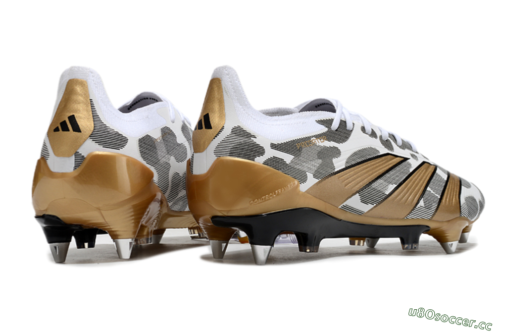 Men's Adidas Predator Elite 25 SG Soft Ground Low-Tops Football Boots - White/Black/Gold 6