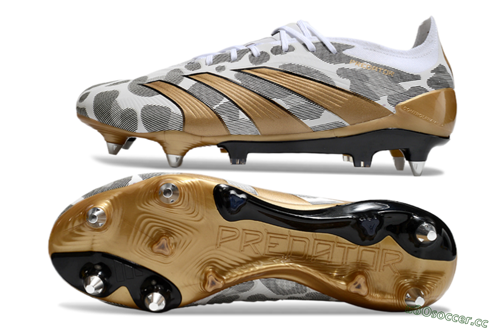 Men's Adidas Predator Elite 25 SG Soft Ground Low-Tops Football Boots - White/Black/Gold 1