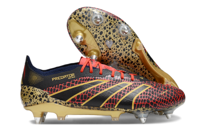 Men's Adidas Predator Elite 25 SG Soft Ground Low-Tops Football Boots - Black/Red/Gold