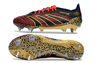 Men's Adidas Predator Elite 25 SG Soft Ground Low-Tops Football Boots - Black/Red/Gold