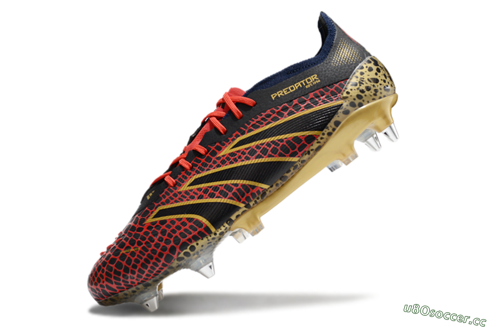 Men's Adidas Predator Elite 25 SG Soft Ground Low-Tops Football Boots - Black/Red/Gold 5