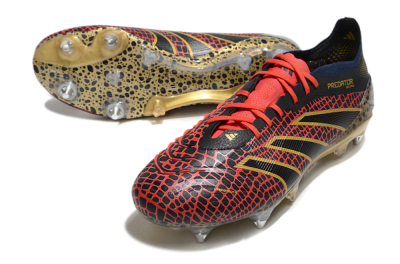 Men's Adidas Predator Elite 25 SG Soft Ground Low-Tops Football Boots - Black/Red/Gold