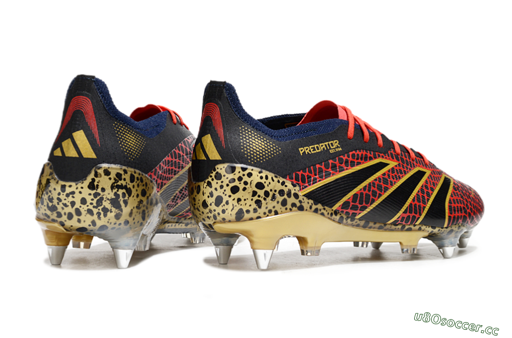 Men's Adidas Predator Elite 25 SG Soft Ground Low-Tops Football Boots - Black/Red/Gold 6