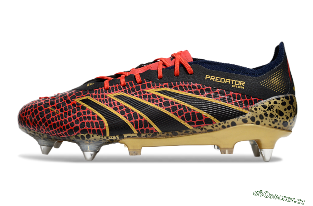 Men's Adidas Predator Elite 25 SG Soft Ground Low-Tops Football Boots - Black/Red/Gold 0