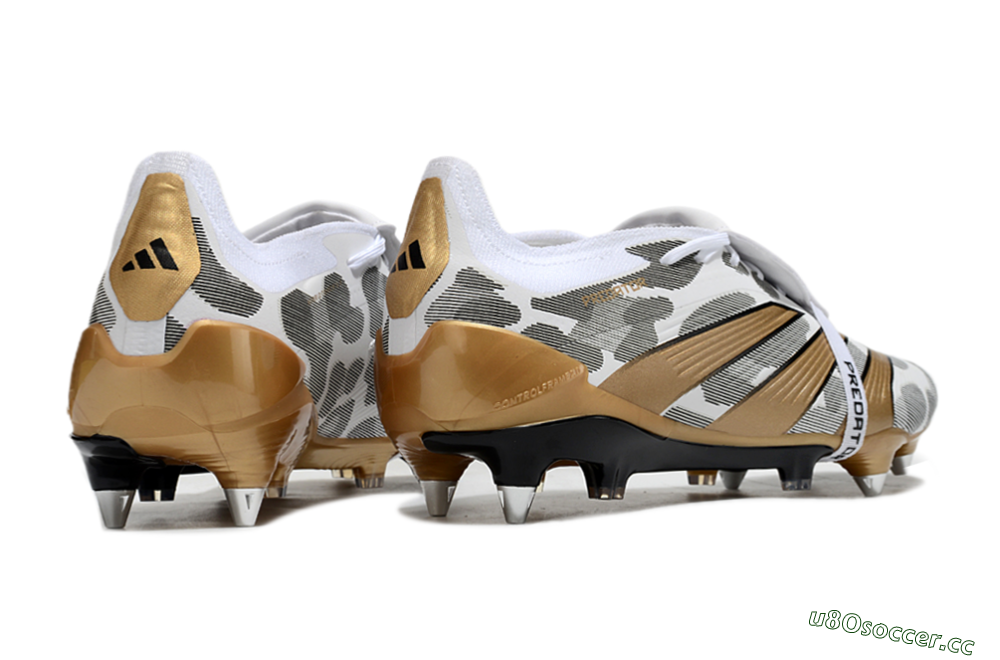 Men's Adidas Predator Elite Foldover Tongue SG Soft Ground Low-Tops Football Boots - White/Black/Gold 6