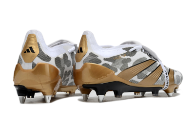 Men's Adidas Predator Elite Foldover Tongue SG Soft Ground Low-Tops Football Boots - White/Black/Gold