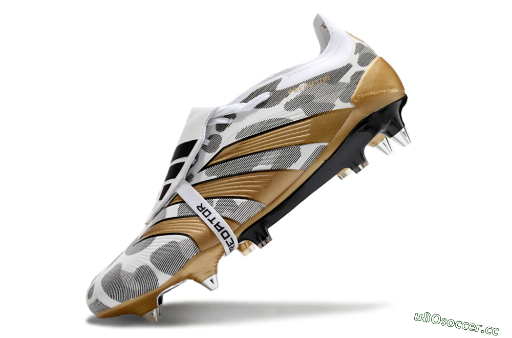 Men's Adidas Predator Elite Foldover Tongue SG Soft Ground Low-Tops Football Boots - White/Black/Gold 5