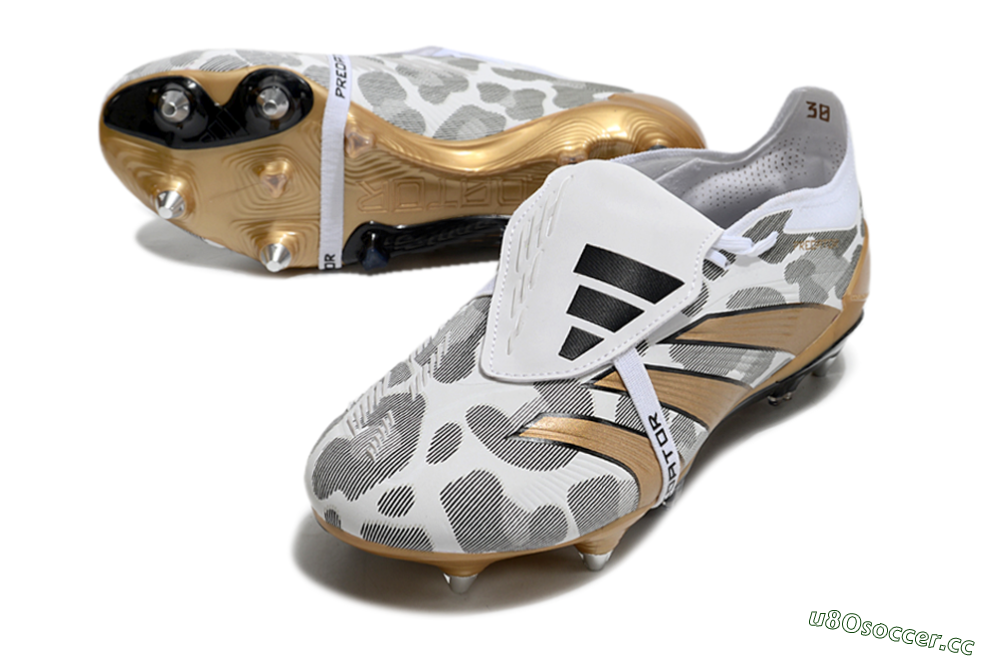Men's Adidas Predator Elite Foldover Tongue SG Soft Ground Low-Tops Football Boots - White/Black/Gold 3