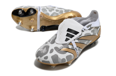 Men's Adidas Predator Elite Foldover Tongue SG Soft Ground Low-Tops Football Boots - White/Black/Gold