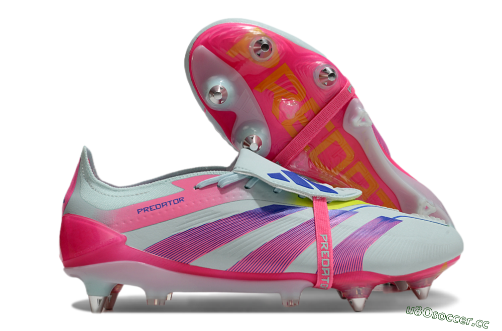 Men's Adidas Predator Elite Foldover Tongue SG Soft Ground Low-Tops Football Boots - Jade/Blue/Pink 2