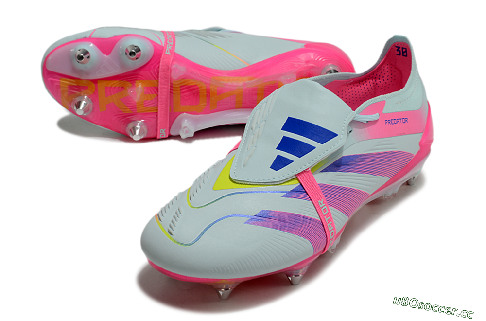 Men's Adidas Predator Elite Foldover Tongue SG Soft Ground Low-Tops Football Boots - Jade/Blue/Pink 3