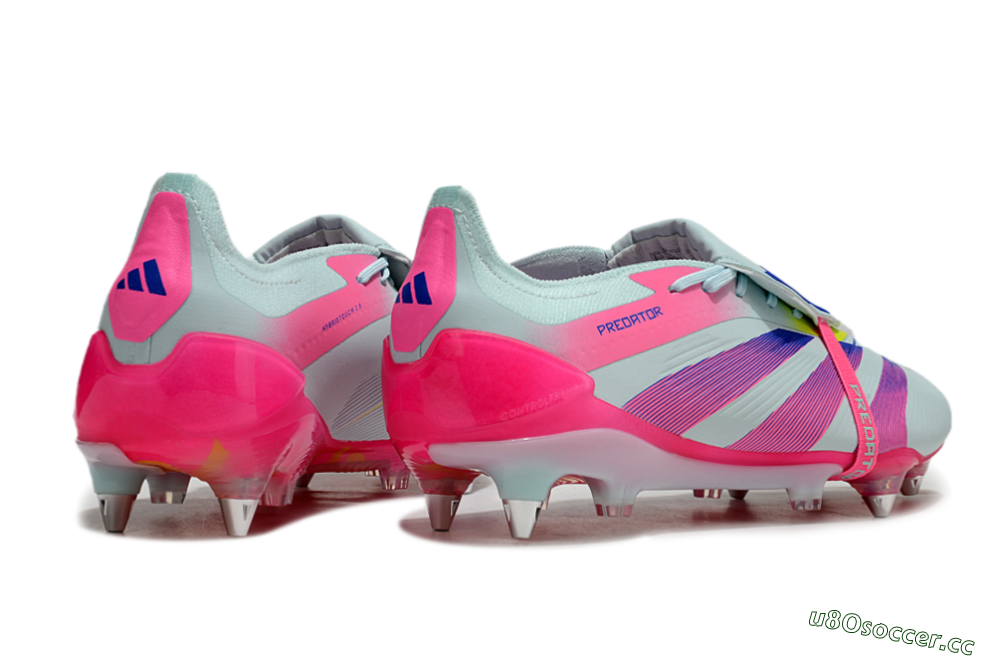 Men's Adidas Predator Elite Foldover Tongue SG Soft Ground Low-Tops Football Boots - Jade/Blue/Pink 6