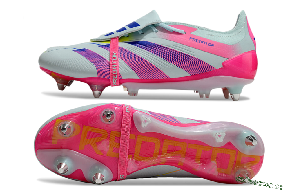 Men's Adidas Predator Elite Foldover Tongue SG Soft Ground Low-Tops Football Boots - Jade/Blue/Pink 1