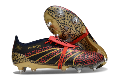 Men's Adidas Predator 25 Elite Foldover Tongue SG Soft Ground Low-Tops Football Boots - Black/Red/Gold