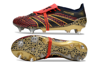 Men's Adidas Predator 25 Elite Foldover Tongue SG Soft Ground Low-Tops Football Boots - Black/Red/Gold