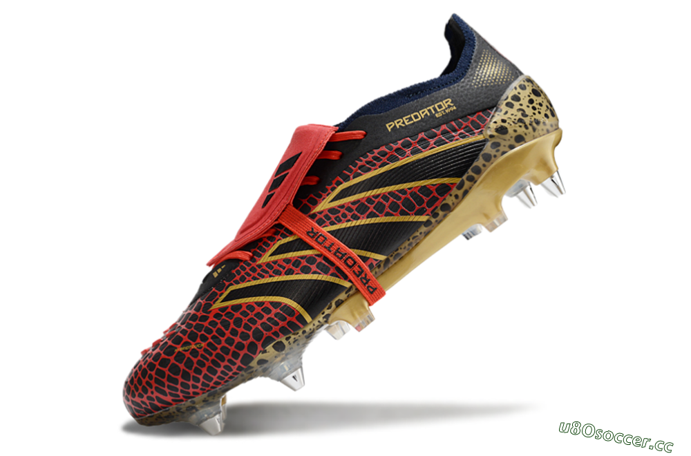 Men's Adidas Predator 25 Elite Foldover Tongue SG Soft Ground Low-Tops Football Boots - Black/Red/Gold 5