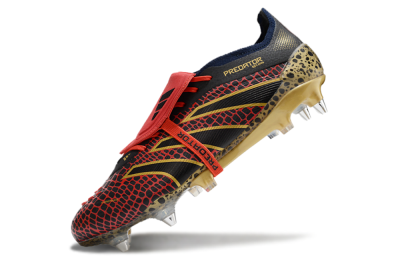 Men's Adidas Predator 25 Elite Foldover Tongue SG Soft Ground Low-Tops Football Boots - Black/Red/Gold