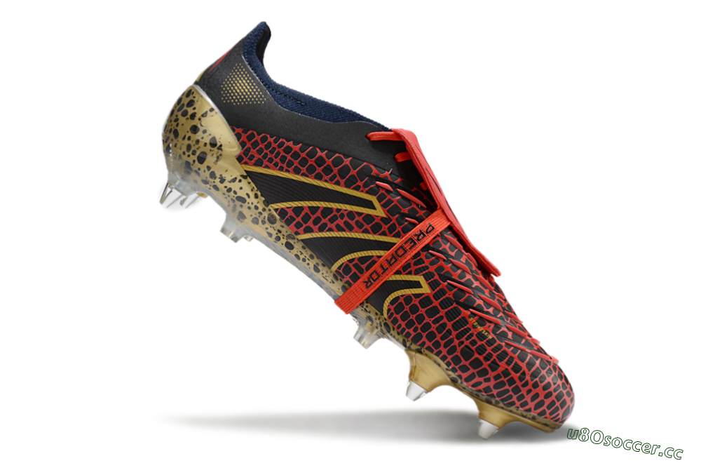 Men's Adidas Predator 25 Elite Foldover Tongue SG Soft Ground Low-Tops Football Boots - Black/Red/Gold 4
