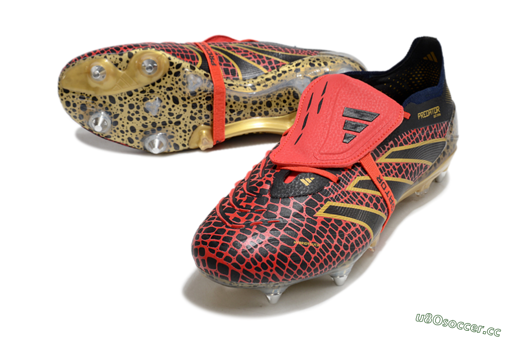 Men's Adidas Predator 25 Elite Foldover Tongue SG Soft Ground Low-Tops Football Boots - Black/Red/Gold 3
