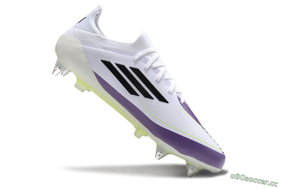 Men's Messi x Adidas F50 Elite SG Soft Ground Low-Tops Football Boots - White/Black/Purple 4