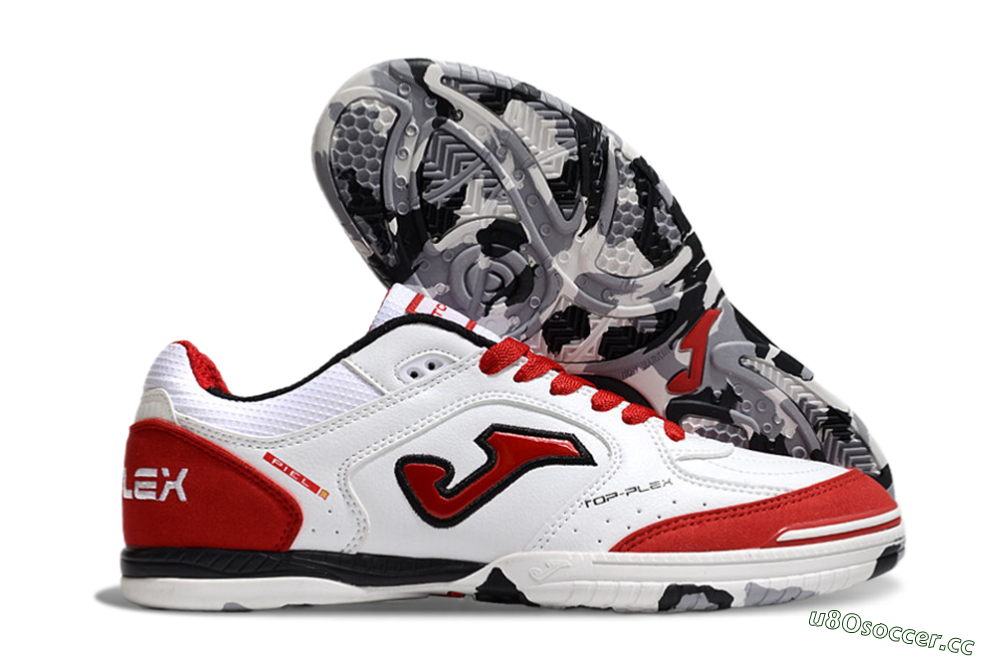 Men's Joma Top Flex IC Indoor & Futsal Low-Tops Football Shoes - White/Red/Black 2