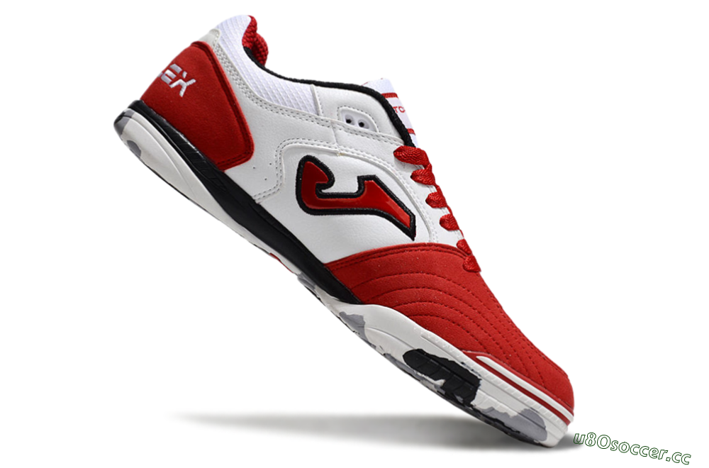 Men's Joma Top Flex IC Indoor & Futsal Low-Tops Football Shoes - White/Red/Black 4